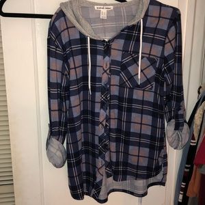 Plaid flannel with hood